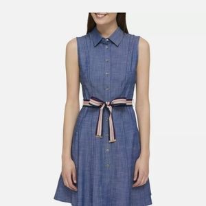 Tommy Hilfiger Sleeveless Belted Dress Denim Blue new with tags, never worn